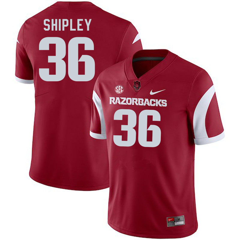 Men #36 Matthew Shipley Arkansas Razorbacks College Football Jerseys Stitched-Cardinal